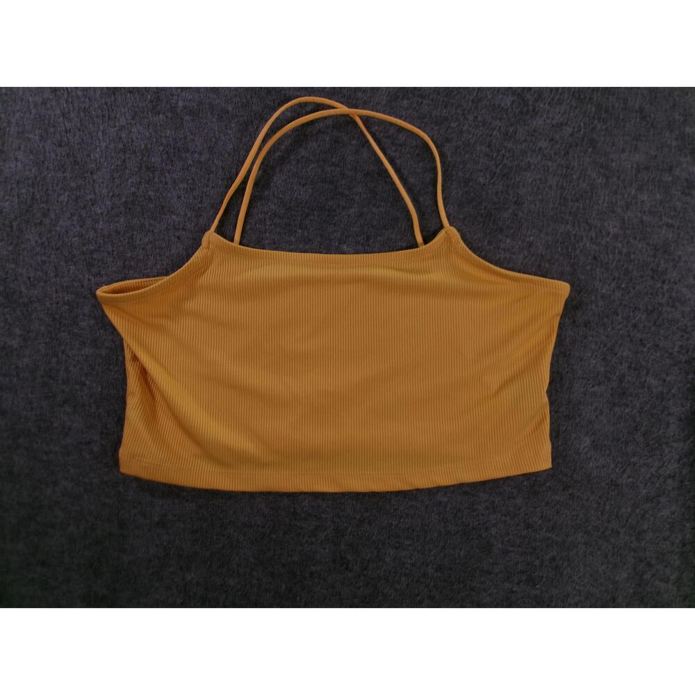 Cider Top Womens Large Mustard Yellow Camisole Ribbed Spaghetti Minimalist Y2K